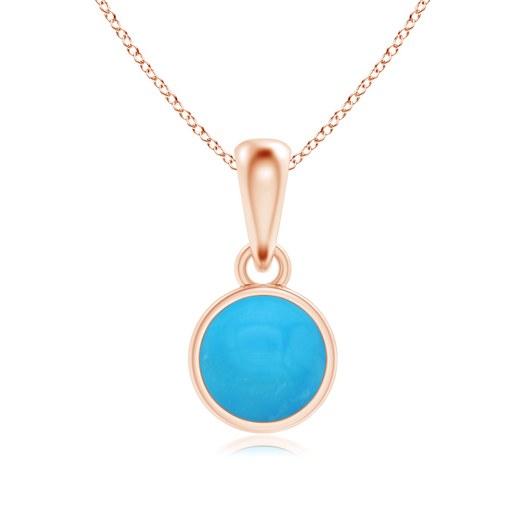 5mm AAAA Bezel-Set Turquoise Solitaire Dangle Pendant in Rose Gold