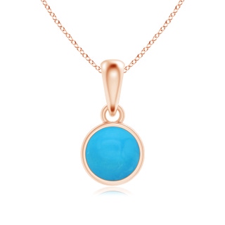 5mm AAAA Bezel-Set Turquoise Solitaire Dangle Pendant in Rose Gold