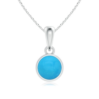 5mm AAAA Bezel-Set Turquoise Solitaire Dangle Pendant in White Gold