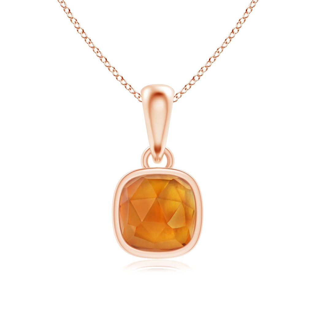 5mm AAA Rectangular Cushion Citrine Solitaire Pendant in Rose Gold 