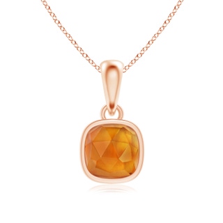5mm AAA Rectangular Cushion Citrine Solitaire Pendant in Rose Gold