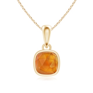 5mm AAA Rectangular Cushion Citrine Solitaire Pendant in Yellow Gold