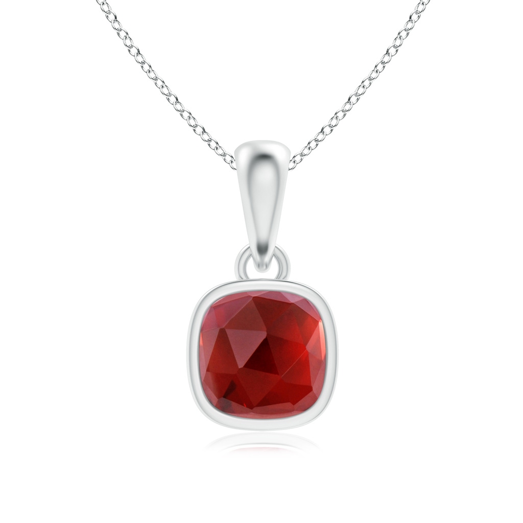 5mm AAA Cushion Garnet Solitaire Pendant in S999 Silver