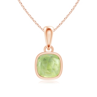 5mm AAA Cushion Peridot Solitaire Pendant in Rose Gold