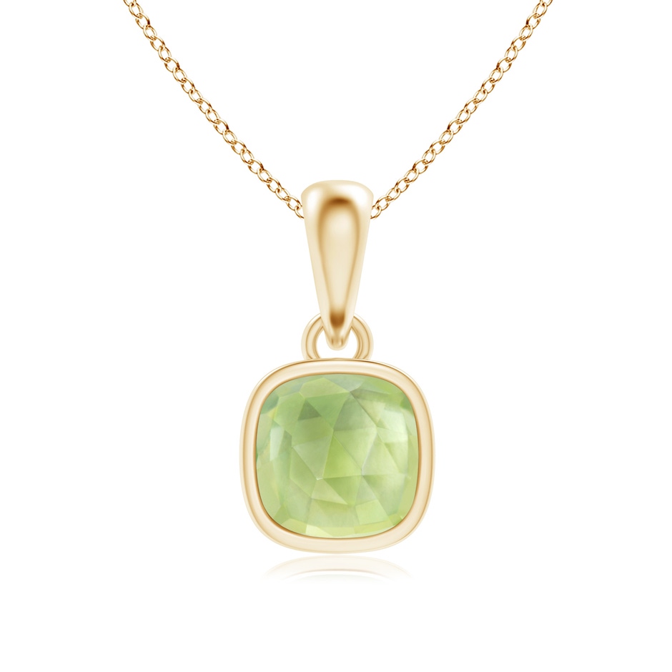 5mm AAA Cushion Peridot Solitaire Pendant in Yellow Gold 