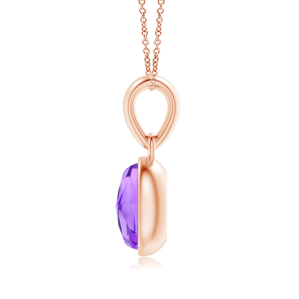 6x4mm AAA Oval Amethyst Solitaire Dangle Pendant in Rose Gold Product Image