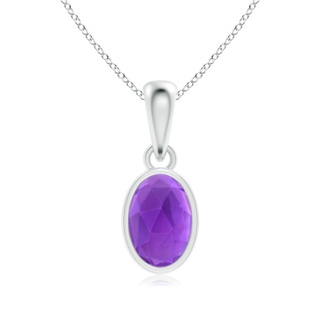 6x4mm AAA Oval Amethyst Solitaire Dangle Pendant in S999 Silver