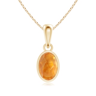 6x4mm AAA Oval Citrine Solitaire Dangle Pendant in Yellow Gold