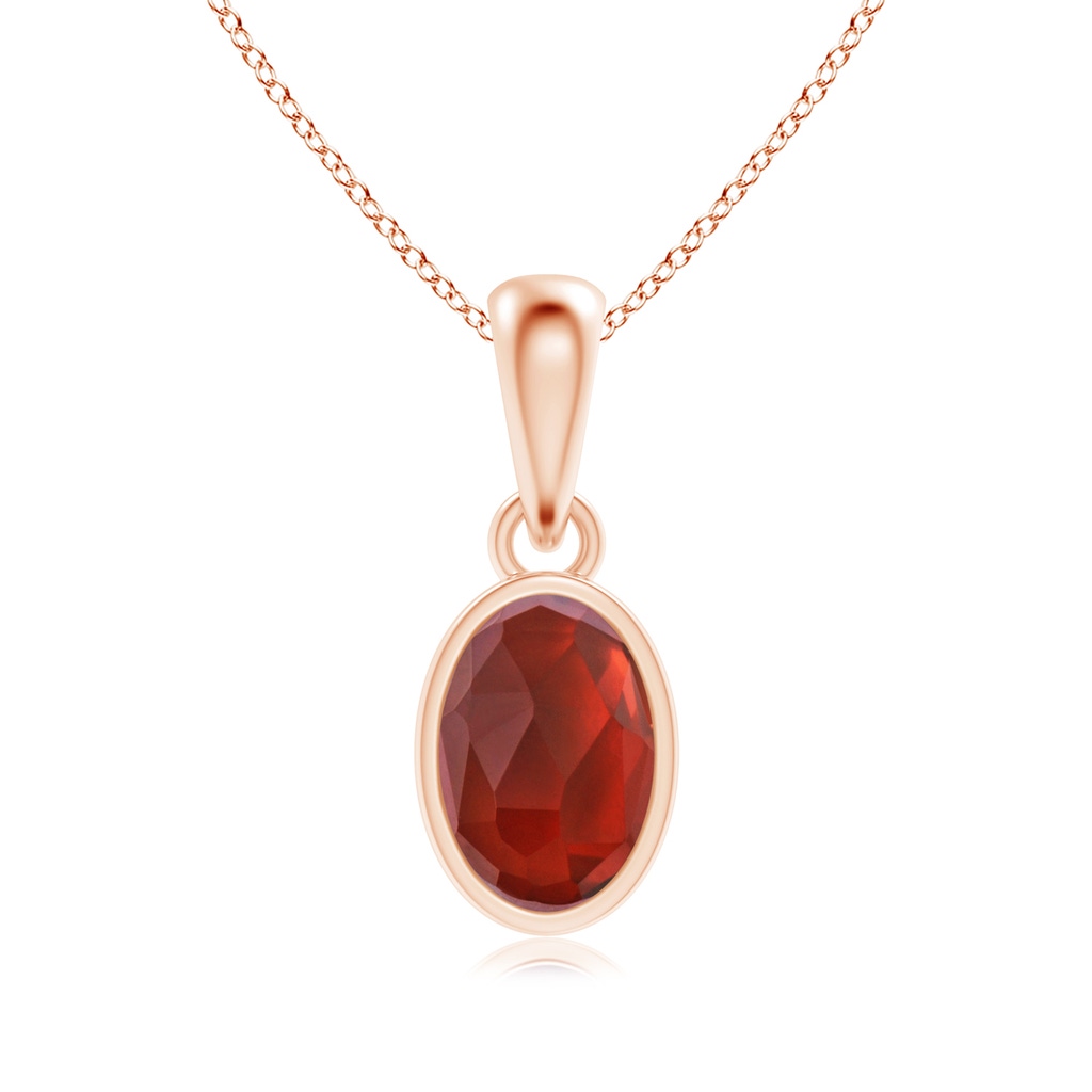 6x4mm AAA Oval Garnet Solitaire Dangle Pendant in Rose Gold 