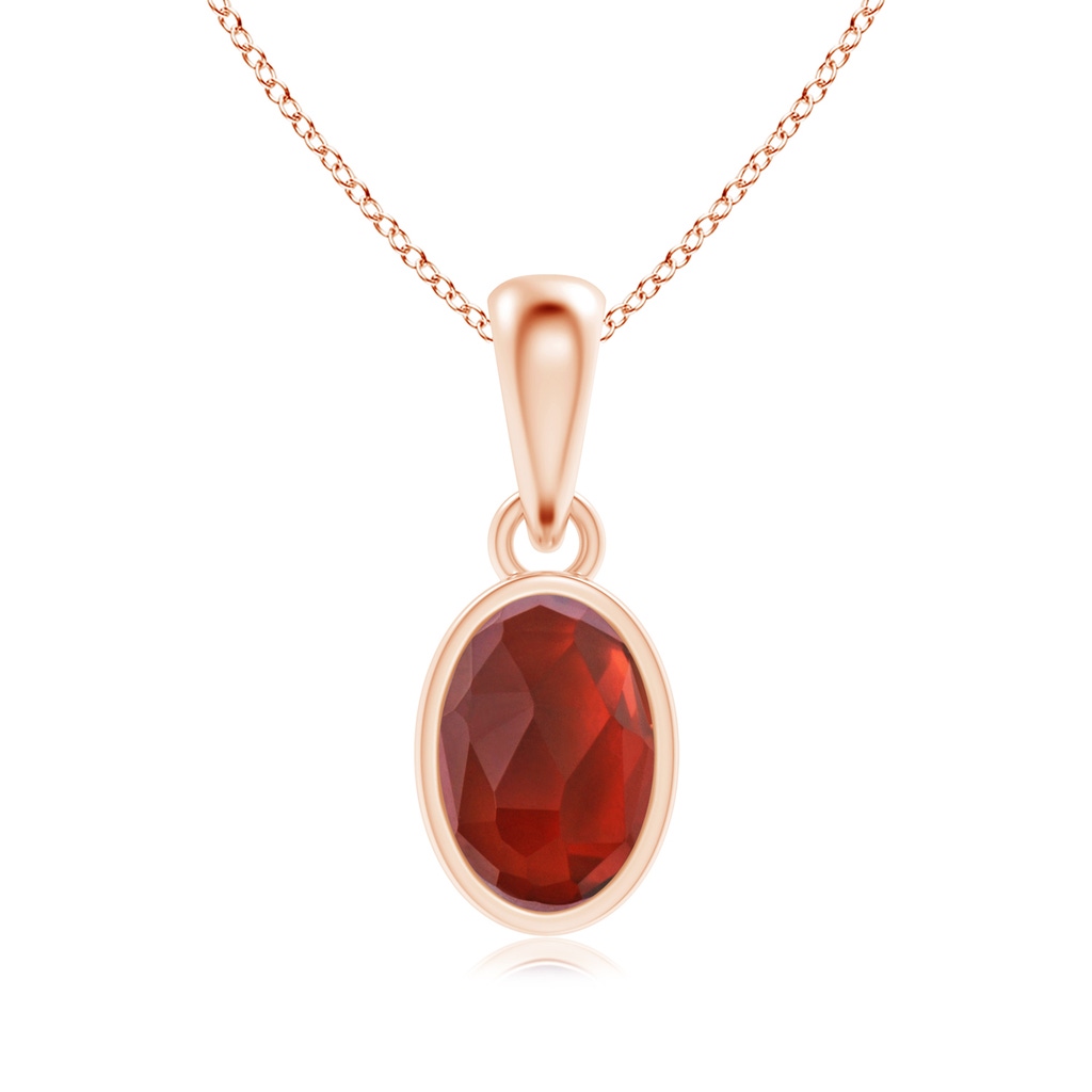 6x4mm AAA Oval Garnet Solitaire Dangle Pendant in Rose Gold