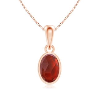 6x4mm AAA Oval Garnet Solitaire Dangle Pendant in Rose Gold