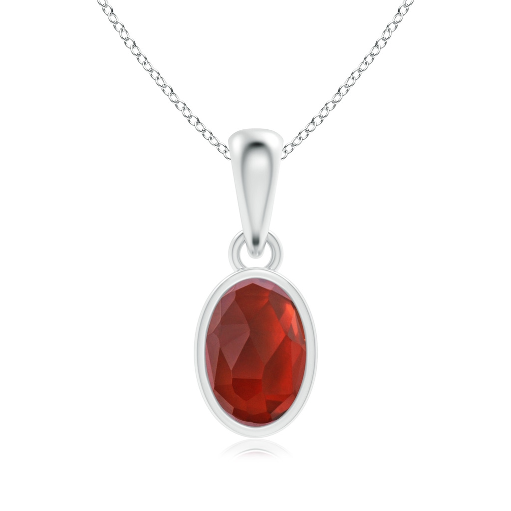 6x4mm AAA Oval Garnet Solitaire Dangle Pendant in White Gold