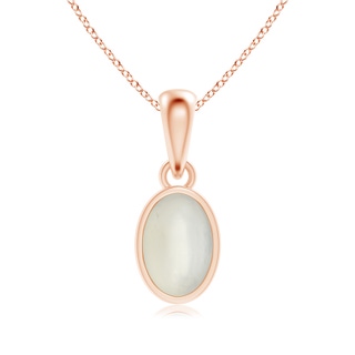 6x4mm AAA Oval Moonstone Solitaire Dangle Pendant in Rose Gold