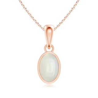 6x4mm AAAA Oval Moonstone Solitaire Dangle Pendant in Rose Gold