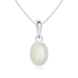 6x4mm AAAA Oval Moonstone Solitaire Dangle Pendant in White Gold