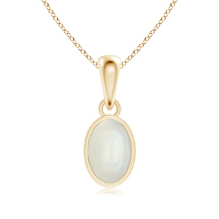 6x4mm AAAA Oval Moonstone Solitaire Dangle Pendant in Yellow Gold
