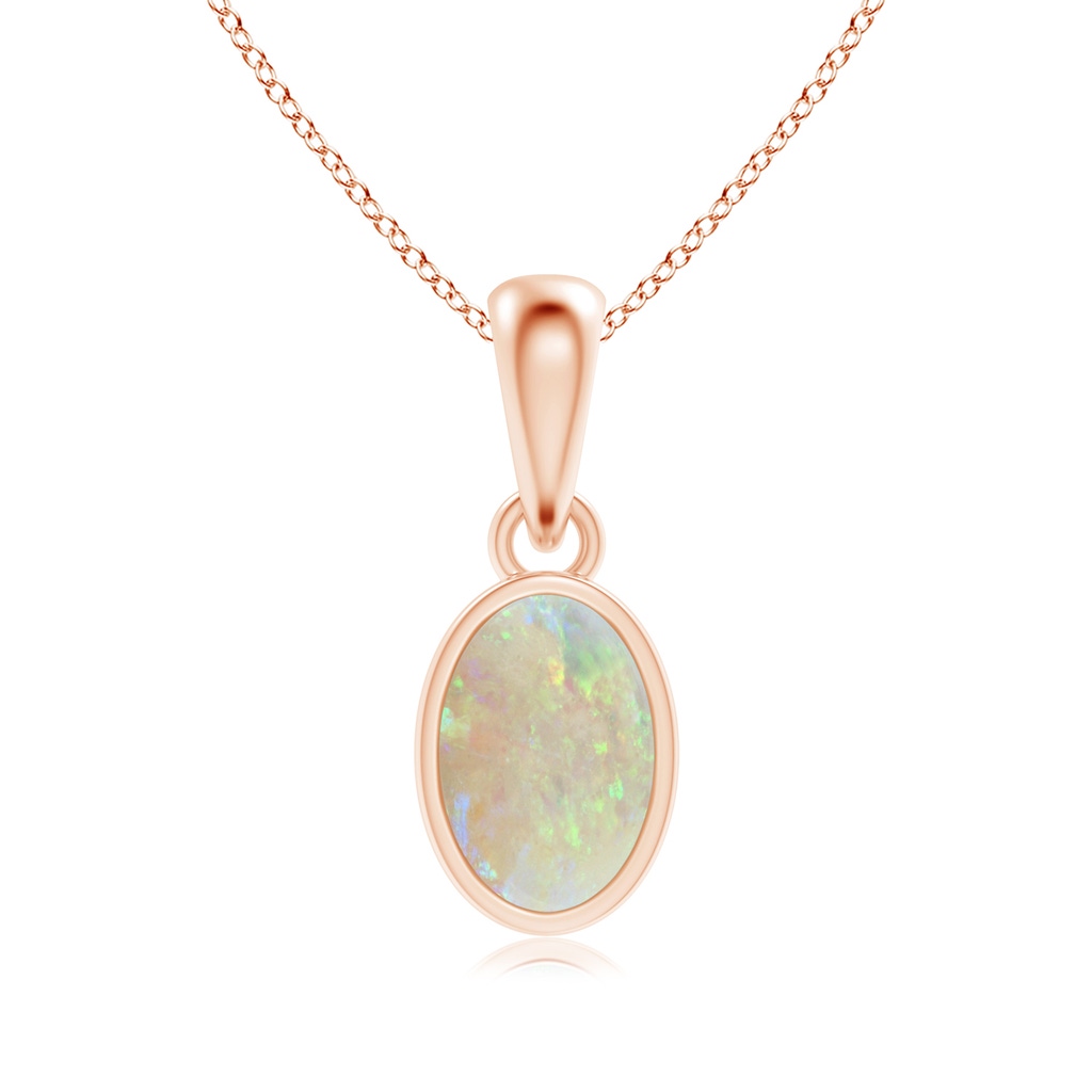6x4mm AAA Oval Opal Solitaire Dangle Pendant in Rose Gold