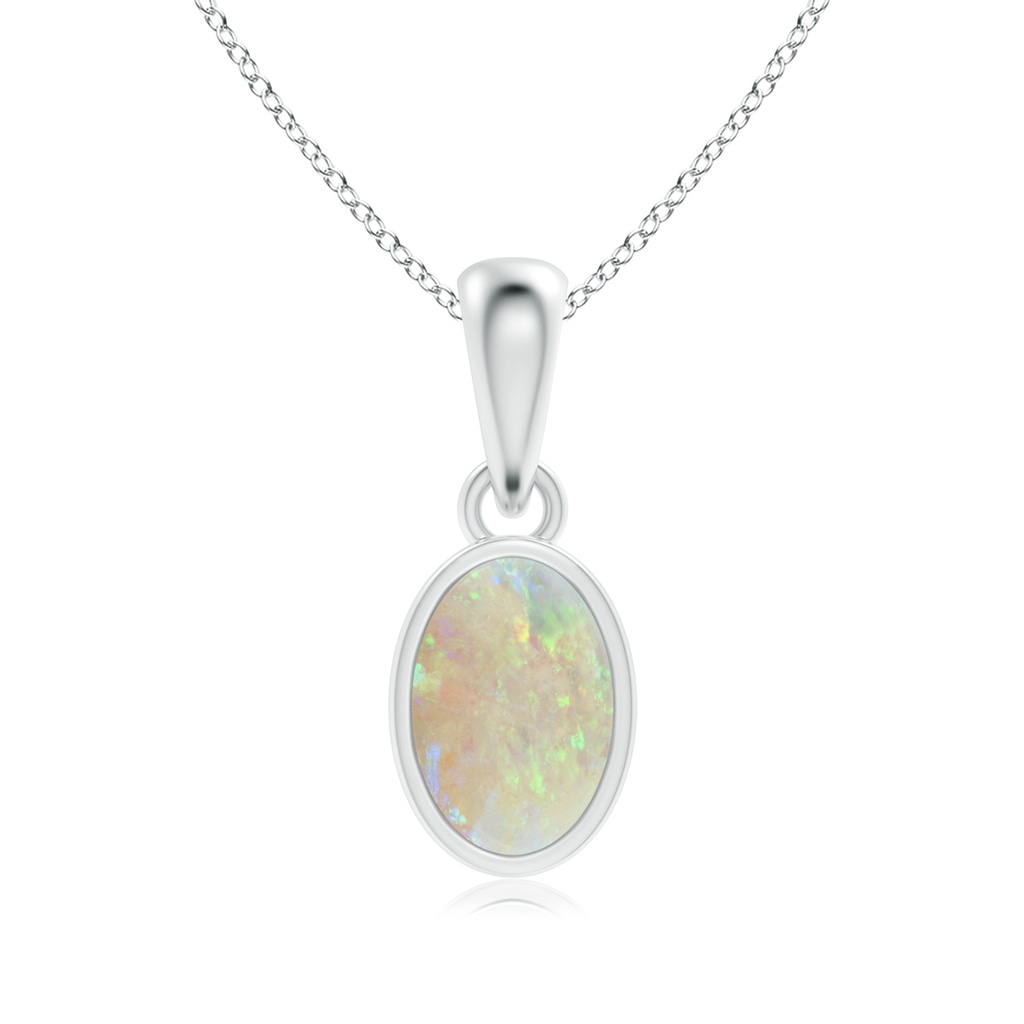 6x4mm AAA Oval Opal Solitaire Dangle Pendant in S999 Silver