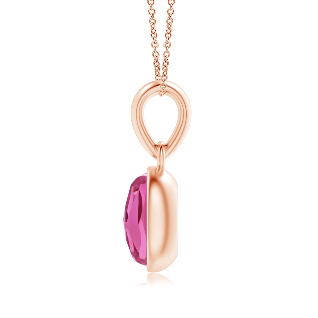 6x4mm AAA Oval Pink Tourmaline Solitaire Dangle Pendant in Rose Gold Product Image