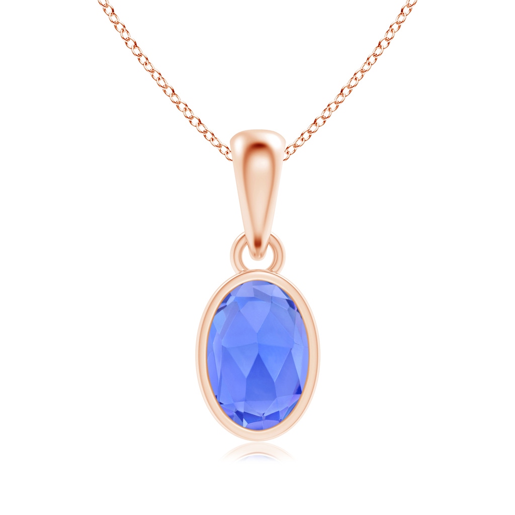 6x4mm AAA Oval Tanzanite Solitaire Dangle Pendant in Rose Gold