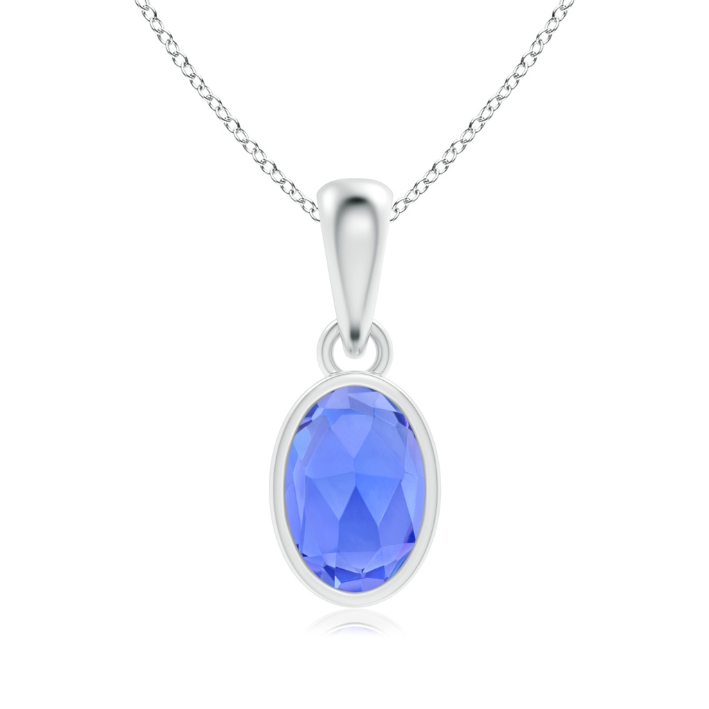 6x4mm AAA Oval Tanzanite Solitaire Dangle Pendant in S999 Silver