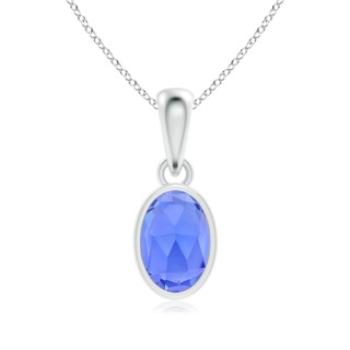 6x4mm AAA Oval Tanzanite Solitaire Dangle Pendant in White Gold