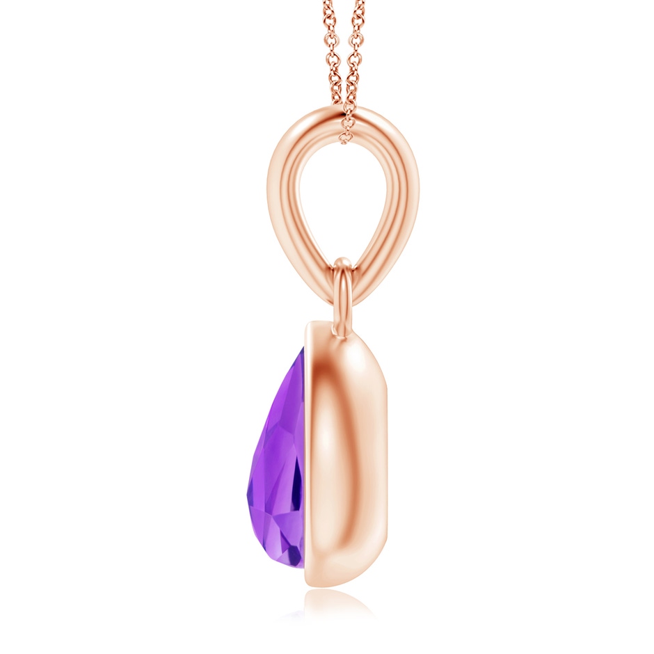 6x4mm AAA Pear-Shaped Amethyst Solitaire Dangle Pendant in Rose Gold product image