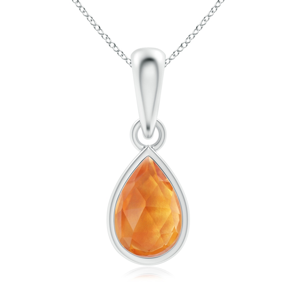 6x4mm AAA Pear-Shaped Citrine Solitaire Dangle Pendant in White Gold 