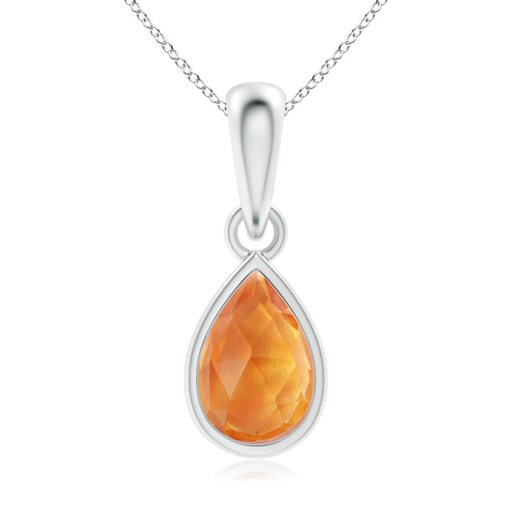 6x4mm AAA Pear-Shaped Citrine Solitaire Dangle Pendant in White Gold