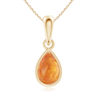 6x4mm AAA Pear-Shaped Citrine Solitaire Dangle Pendant in Yellow Gold