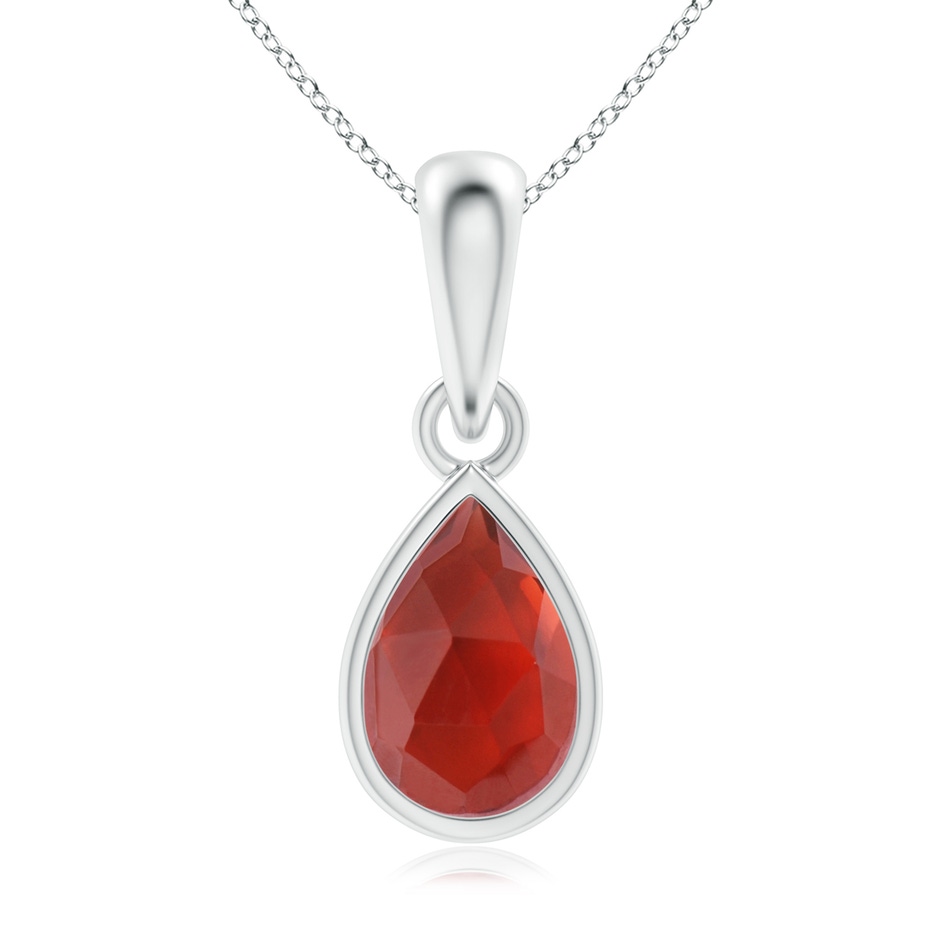 6x4mm AAA Pear-Shaped Garnet Solitaire Dangle Pendant in White Gold 