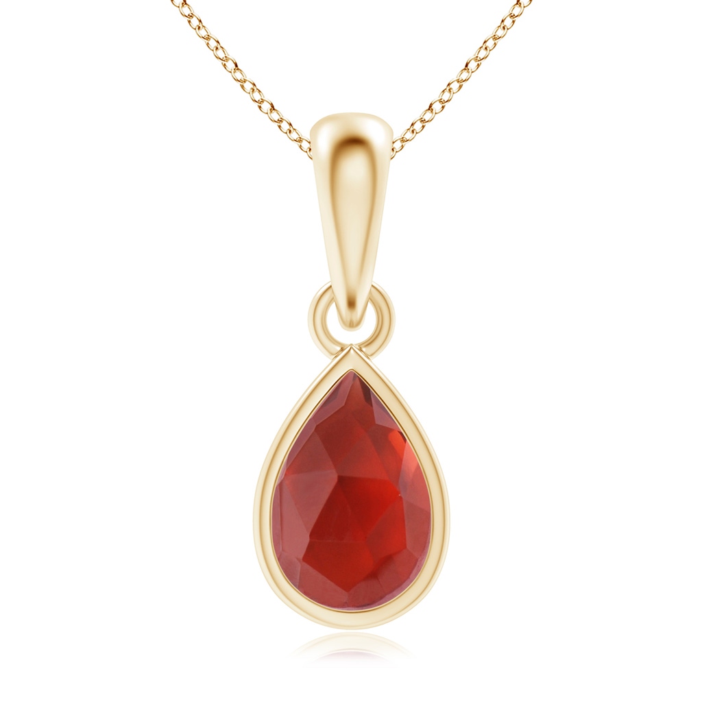 6x4mm AAA Pear-Shaped Garnet Solitaire Dangle Pendant in Yellow Gold