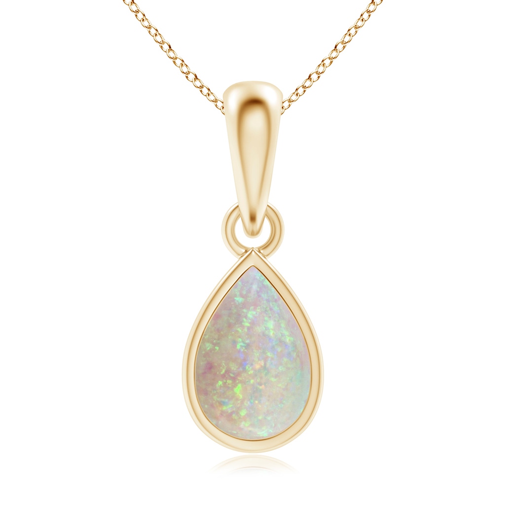 6x4mm AAA Pear-Shaped Opal Solitaire Dangle Pendant in 10K Yellow Gold
