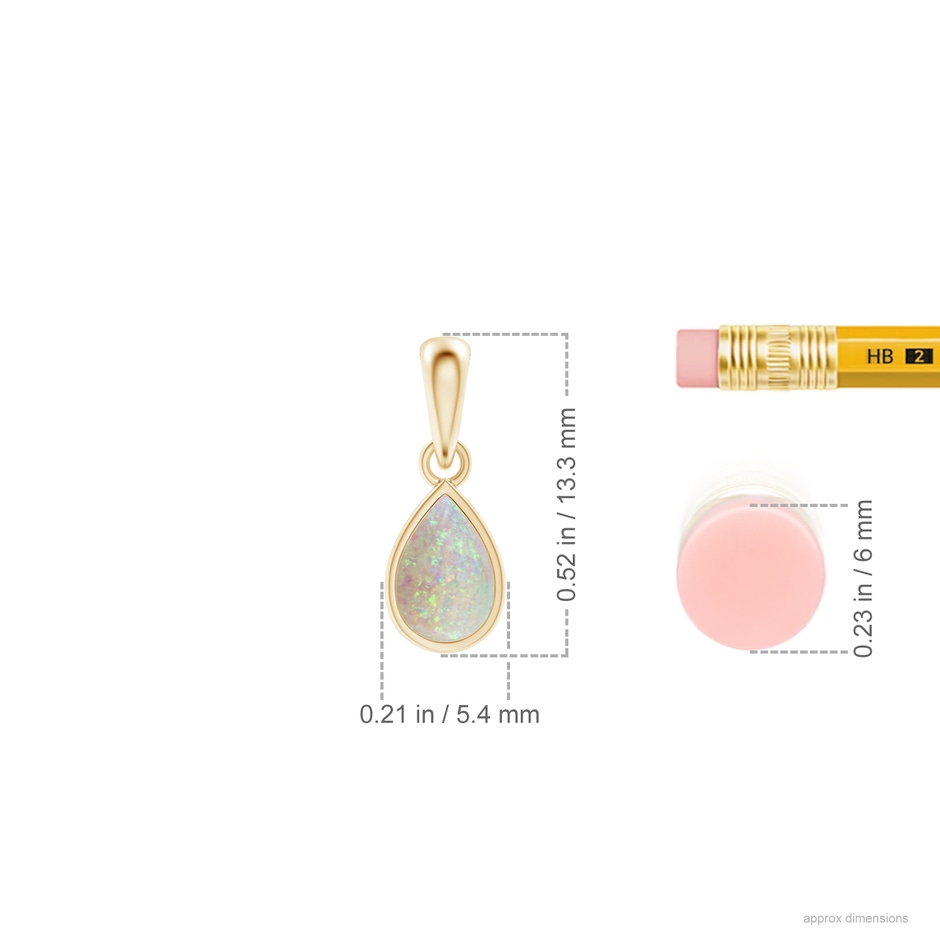 6x4mm AAA Pear-Shaped Opal Solitaire Dangle Pendant in 18K Yellow Gold ruler