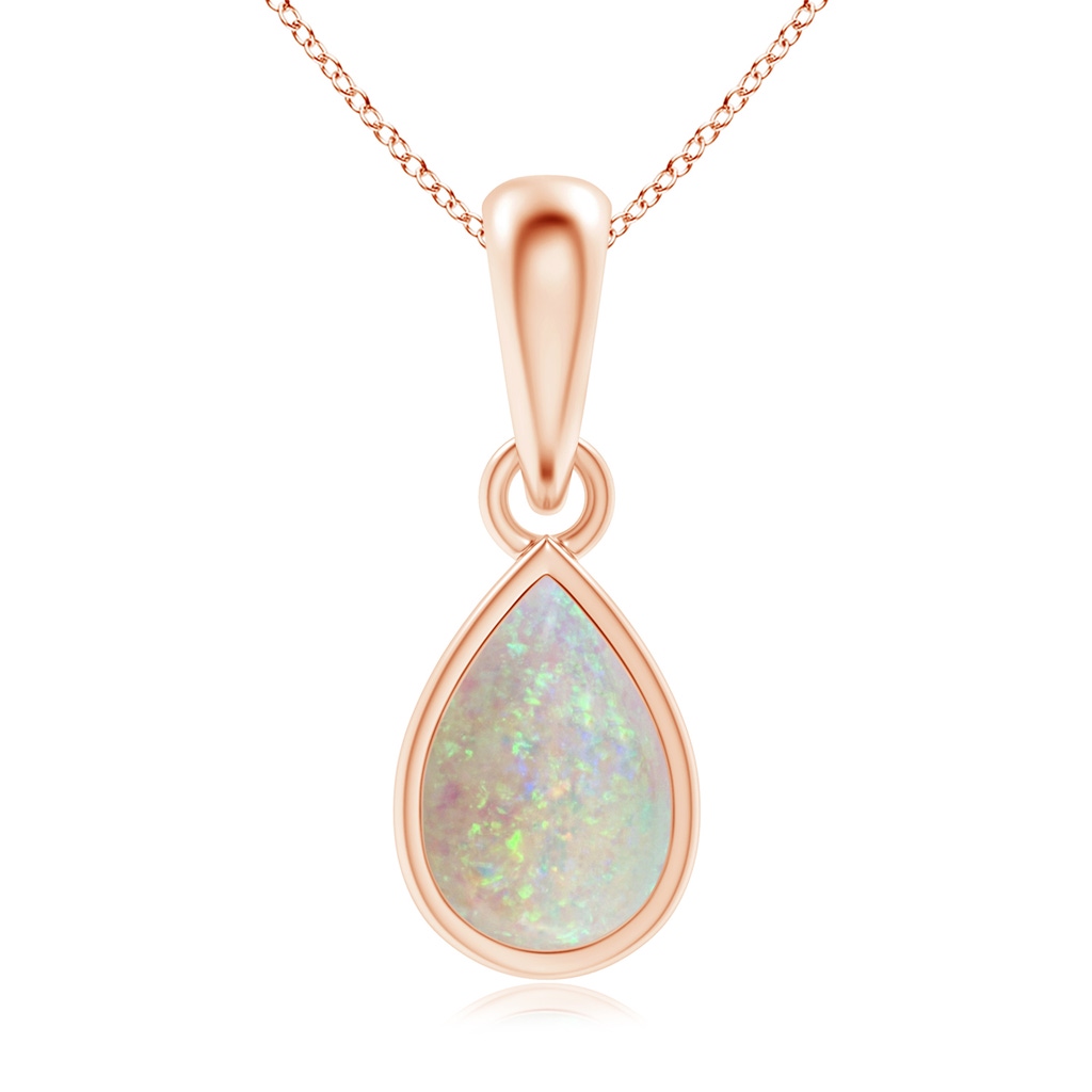 6x4mm AAA Pear-Shaped Opal Solitaire Dangle Pendant in Rose Gold