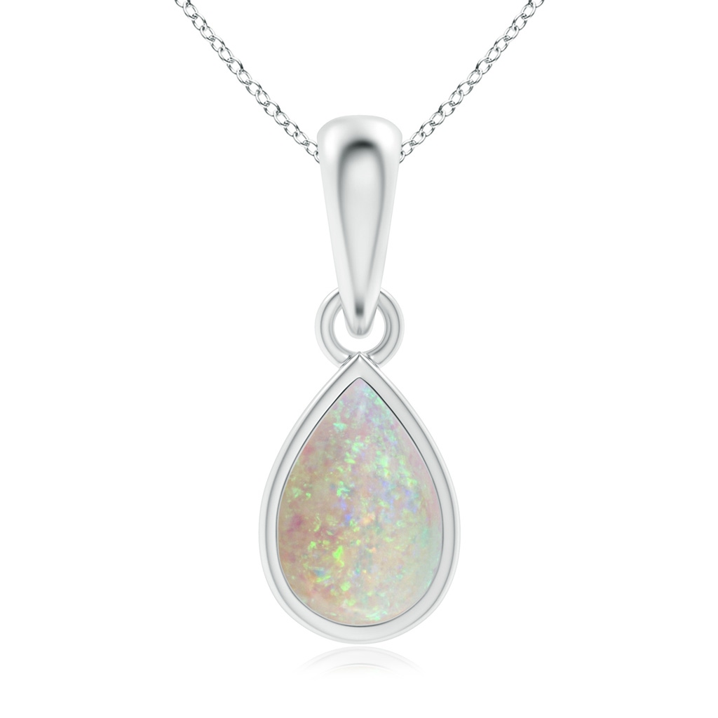 6x4mm AAA Pear-Shaped Opal Solitaire Dangle Pendant in White Gold