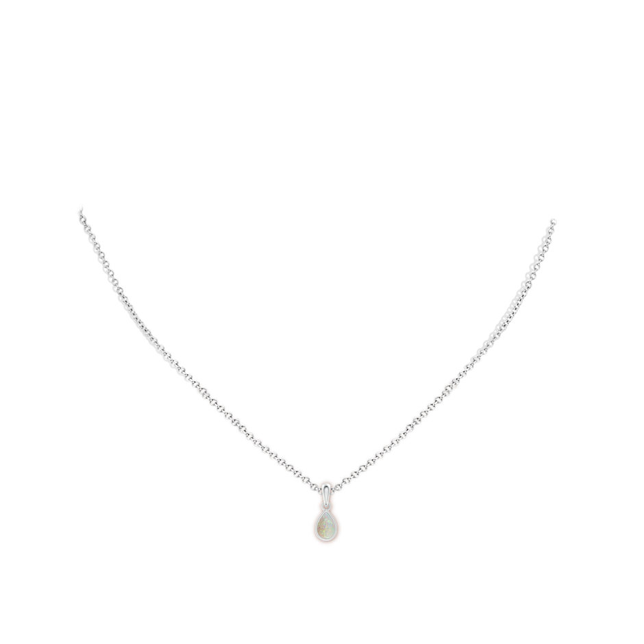 6x4mm AAA Pear-Shaped Opal Solitaire Dangle Pendant in White Gold pen
