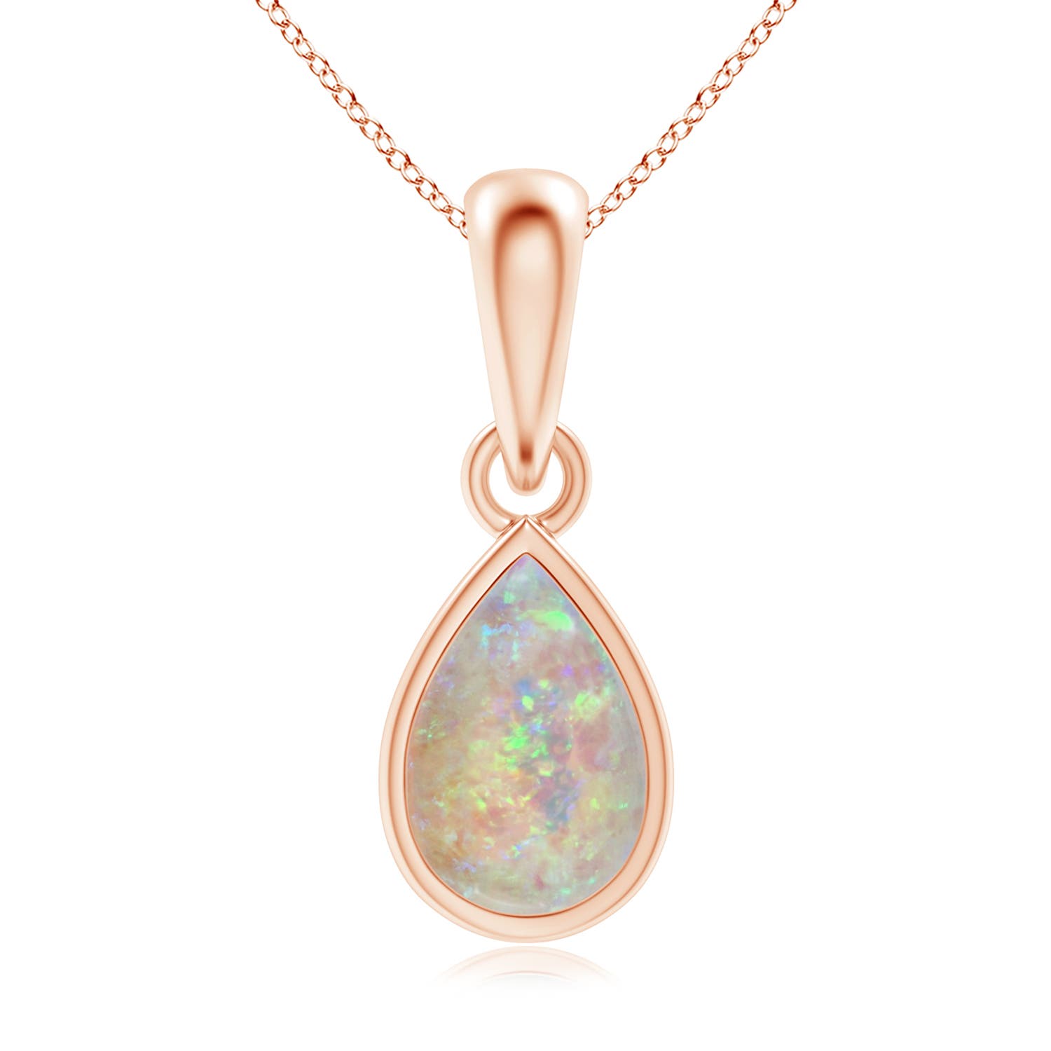 6x4mm AAAA Pear-Shaped Opal Solitaire Dangle Pendant in 18CT Rose Gold