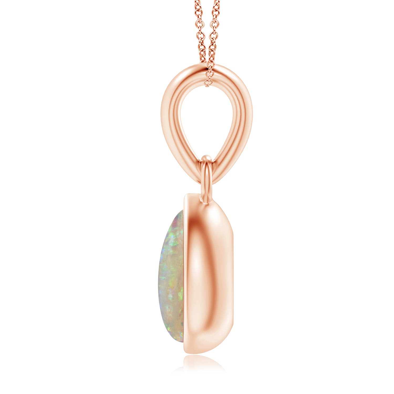 6x4mm AAAA Pear-Shaped Opal Solitaire Dangle Pendant in 18K Rose Gold