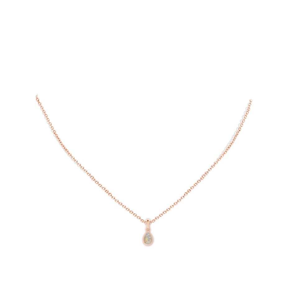 6x4mm AAAA Pear-Shaped Opal Solitaire Dangle Pendant in 18K Rose Gold pen
