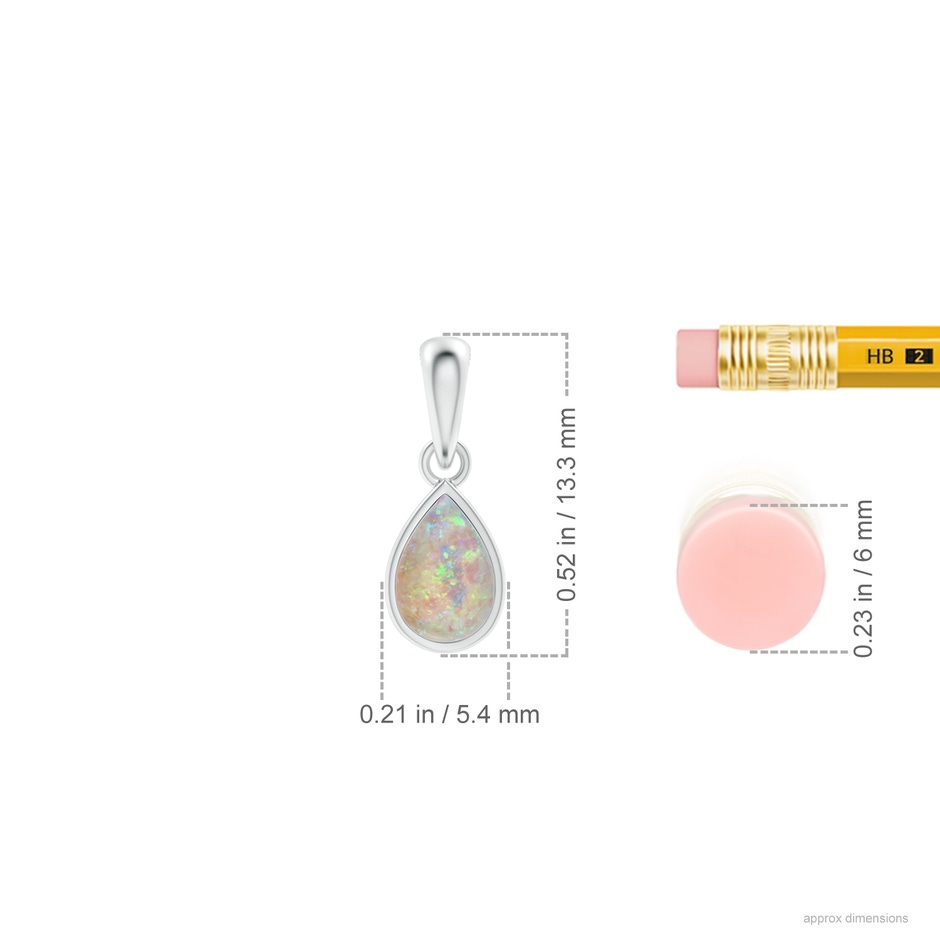 6x4mm AAAA Pear-Shaped Opal Solitaire Dangle Pendant in 18K White Gold ruler