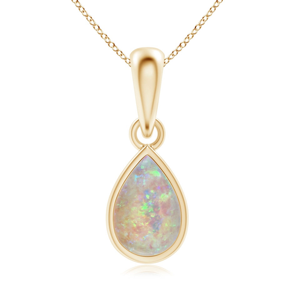 6x4mm AAAA Pear-Shaped Opal Solitaire Dangle Pendant in 18K Yellow Gold 