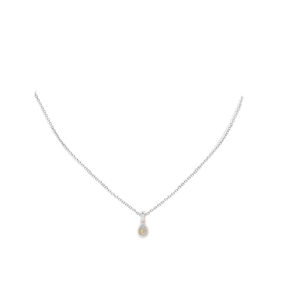 6x4mm AAAA Pear-Shaped Opal Solitaire Dangle Pendant in 9K White Gold pen