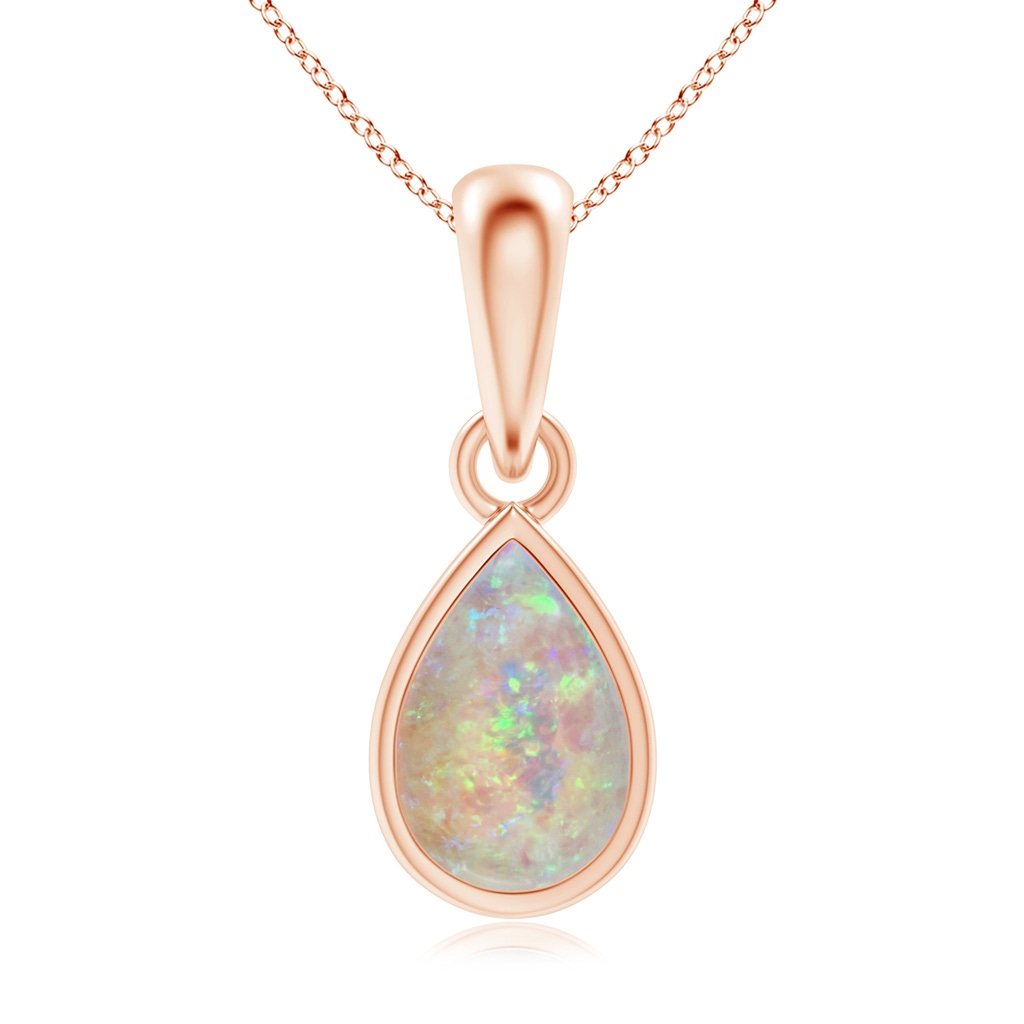 6x4mm AAAA Pear-Shaped Opal Solitaire Dangle Pendant in Rose Gold