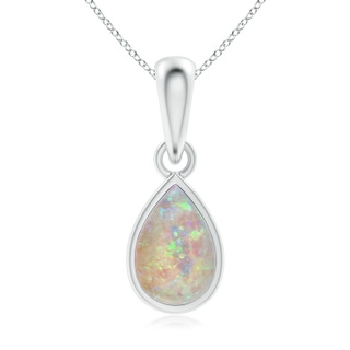 6x4mm AAAA Pear-Shaped Opal Solitaire Dangle Pendant in White Gold