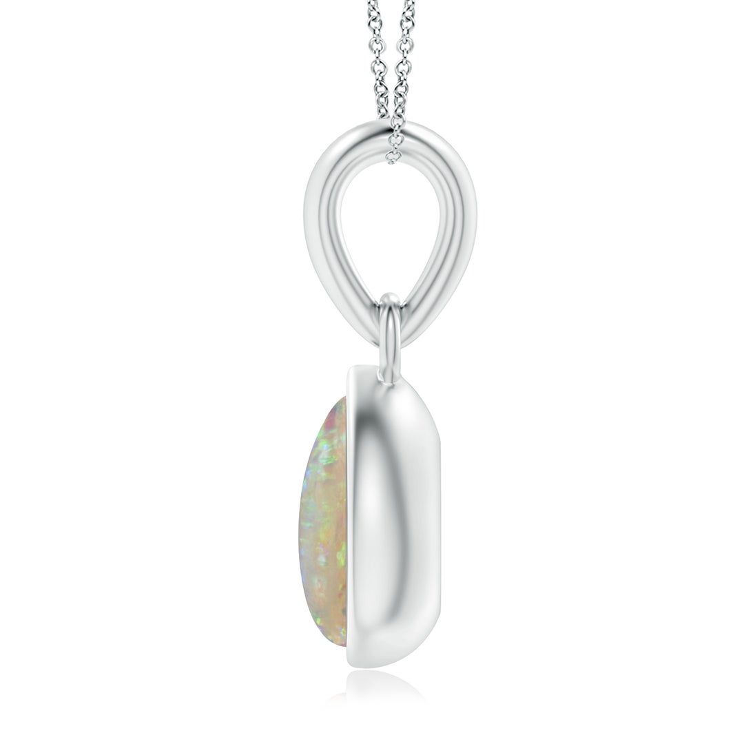 6x4mm AAAA Pear-Shaped Opal Solitaire Dangle Pendant in White Gold - side 2