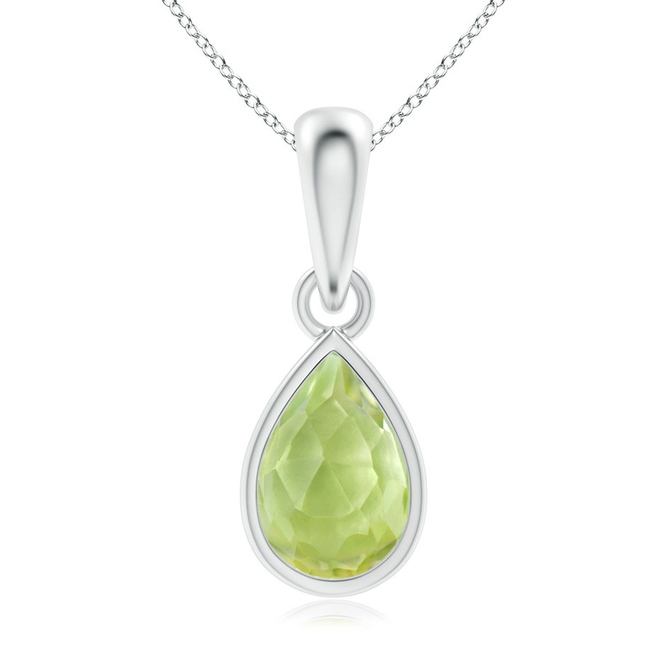 6x4mm AAA Pear-Shaped Peridot Solitaire Dangle Pendant in White Gold 