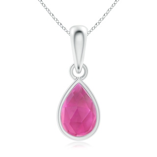 6x4mm AAA Pear-Shaped Pink Tourmaline Solitaire Dangle Pendant in White Gold