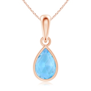 6x4mm AAA Pear-Shaped Swiss Blue Topaz Solitaire Dangle Pendant in Rose Gold