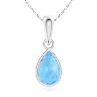 6x4mm AAA Pear-Shaped Swiss Blue Topaz Solitaire Dangle Pendant in White Gold